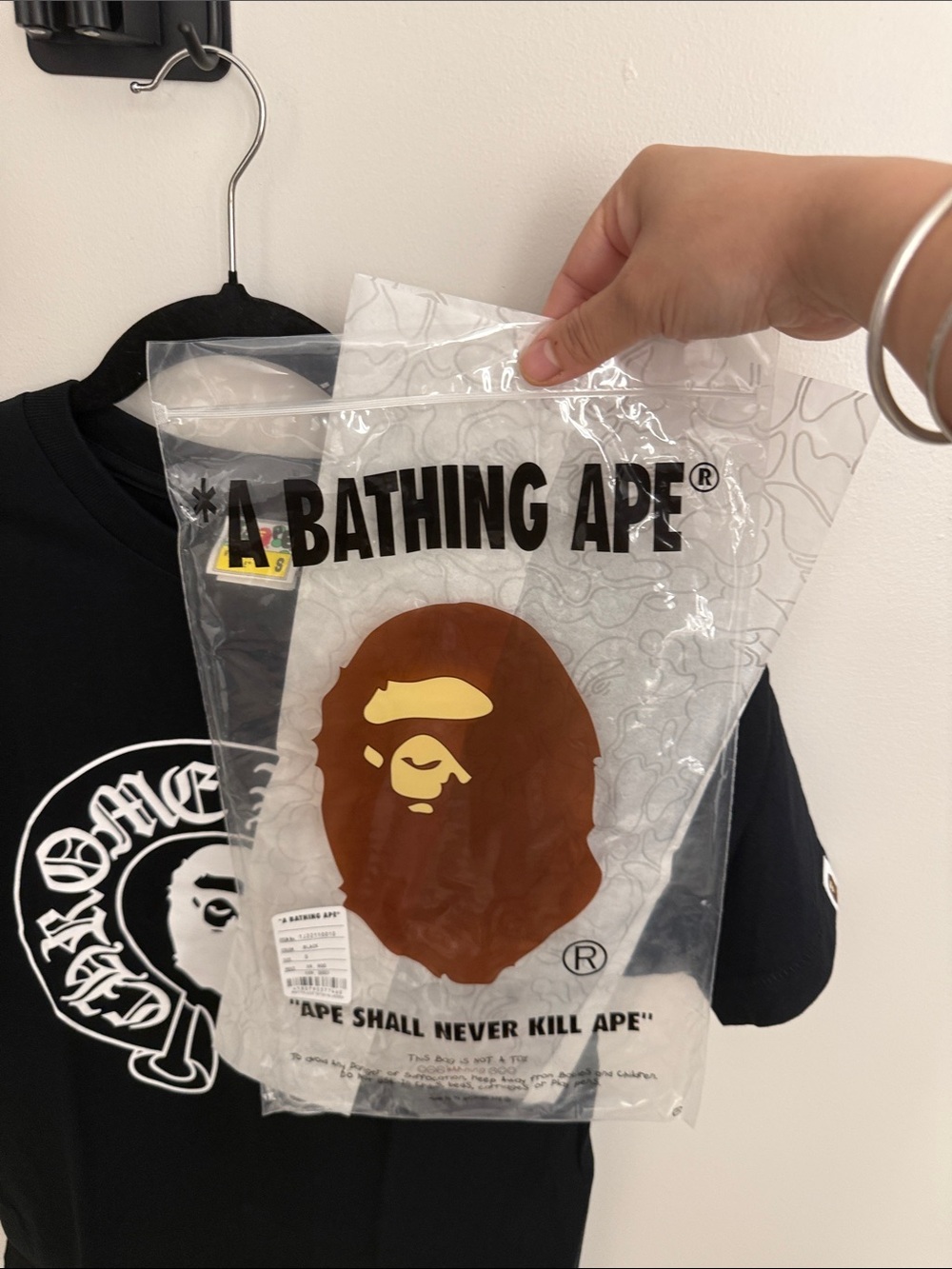 Bape x chrome Black Graphic Tee with White Logo - Picture 5 of 5